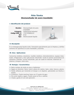 Ficha T&eacute;cnica Desmanchador de acero inoxidable
