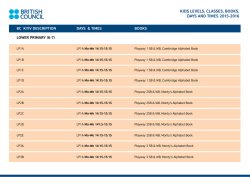 Kids LeveLs, CLasses, BooKs, days and times 2015-2016