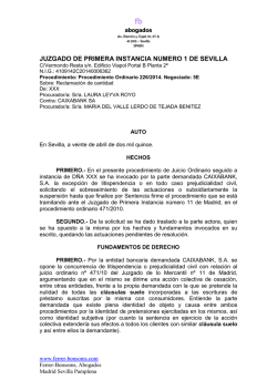 El Juzgado de Primera Instancia n&ordm; 1 de Sevilla desestima la