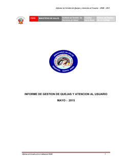 INFORME DE GESTION DE QUEJAS Y ATENCION AL USUARIO