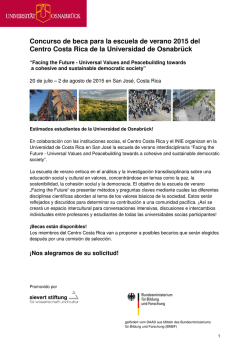 Concurso de beca para la escuela de verano 2015 del Centro Costa