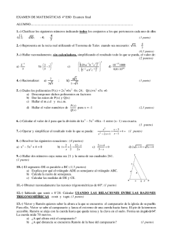 EXAMEN DE MATEM&Aacute;TICAS 4&ordm; ESO Examen final ALUMNO