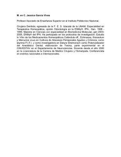 M. en C. Jessica Garc&iacute;a Vivas Profesor Asociado de