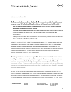 Roche presentar&aacute; nuevos datos cl&iacute;nicos de diversas enfermedades
