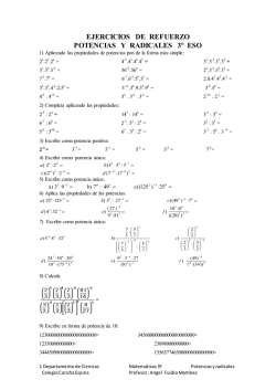 Ejercicios de refuerzo de potencias y ra&iacute;ces
