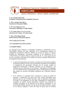 C. Lic. Enrique Pe&ntilde;a Nieto Presidente Constitucional de la