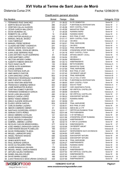 Clasificacion XVI Petjada Sant Joan de Moro