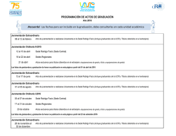 Programaci&oacute;n de actos de Graduaci&oacute;n. A&ntilde;o 2016
