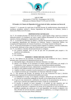 LEY N&ordm; 3707 - C&aacute;mara de Diputados de la Provincia de Salta