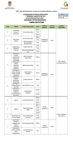 Calendario de Turno Matutino.