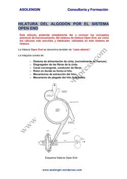 HILATURA DEL ALGOD&Oacute;N POR EL SISTEMA OPEN END