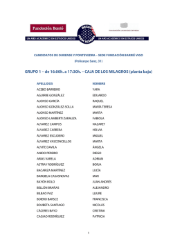 GRUPO 1 &ndash; de 16:00h. a 17:30h. &ndash; CAJA DE LOS MILAGROS