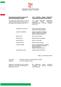 Concentraci&oacute;n de Selecci&oacute;n Sub-19 FS del 6 al 8 de diciembre en