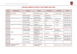 LISTADO LIBROS DE TEXTO 2&ordm; ESO CURSO 2015-2016
