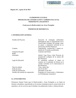 Bogot&aacute;, D.C, Agosto 25 de 2015 PATRIMONIO NATURAL