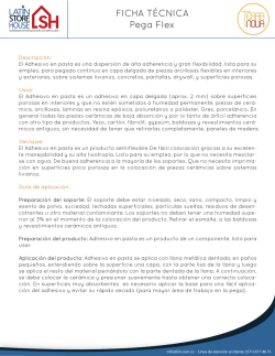 Ficha T&eacute;cnica, Pega Flex