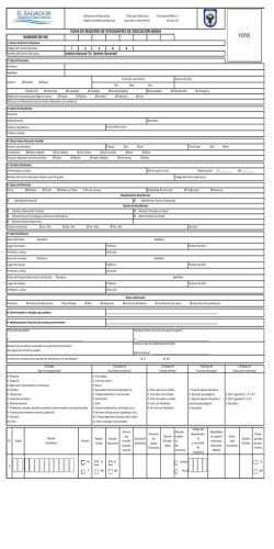 ficha de registro de estudiantes de educaci&oacute;n media n&uacute;mero de nie