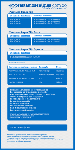 Avance de Sueldo Pr&eacute;stamo Super Fijo Pr&eacute;stamo Super Fijo Extra