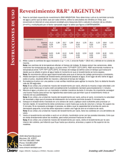 In str uccio nes de uso Revestimiento R&R&reg; ARGENTUM