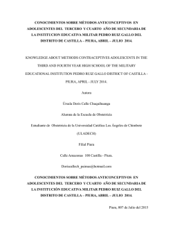 conocimientos sobre m&egrave;todos anticonceptivos en adolescentes del