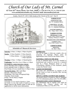 March 29, 2015 - Our Lady Of MT Carmel Church