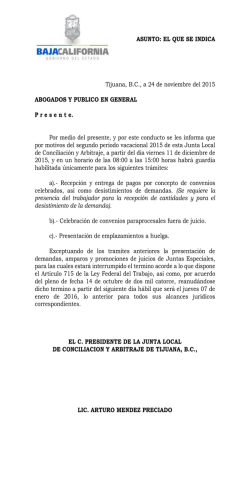 ASUNTO: EL QUE SE INDICA Tijuana, B.C., a 24 de noviembre del