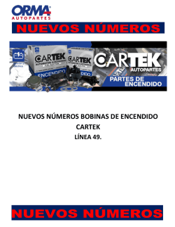 NUEVOS N&Uacute;MEROS BOBINAS DE ENCENDIDO CARTEK