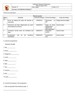 3&deg; &Aacute;rea: Ingl&eacute;s Grado: 9: D Docente: LUZ AMPARO