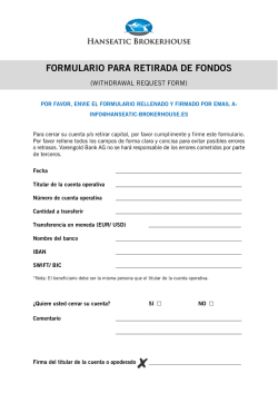 FORMULARIO PARA RETIRADA DE FONDOS