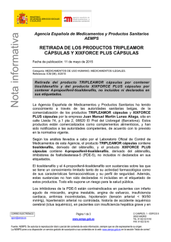 Retirada de los productos TRIPLEAMOR c&aacute;psulas y XIXFORCE