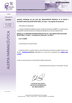 102/2015 ASUNTO: RETIRADA DE UN LOTE DEL MEDICAMENTO