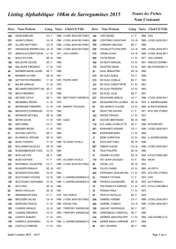 Listing Alphab&eacute;tique 10Km de Sarregumines