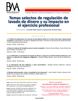 Temas selectos de regulaci&oacute;n de lavado de - BMA