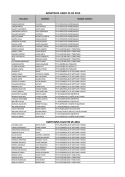 ADMITIDOS JUNIO 25 DE 2015 ADMITIDOS JULIO 09 DE 2015
