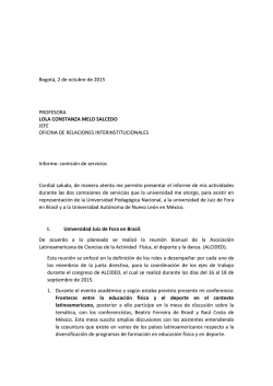 Bogot&aacute;, 2 de octubre de 2015 PROFESORA LOLA CONSTANZA
