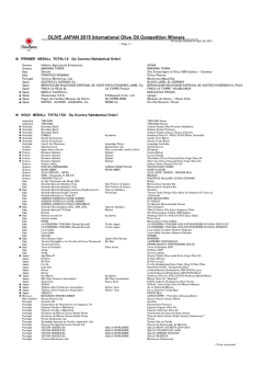 OLIVE JAPAN 2015 International Olive Oil Competition Winners