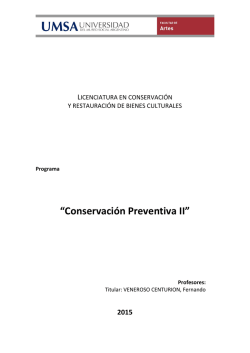 Conservaci&oacute;n Preventiva II