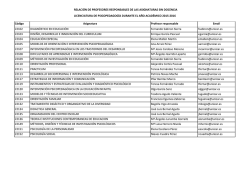 Profesores responsables de las asignaturas sin docencia.