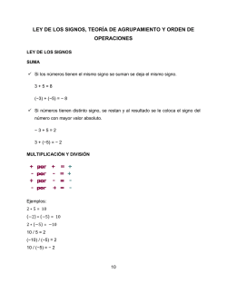 ley de los signos, teor&iacute;a de agrupamiento y orden de operaciones