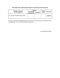 RESULTADO FINAL CONVOCATORIA P&Uacute;BLICA No. 008