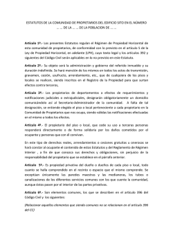 ESTATUTOS DE LA COMUNIDAD DE PROPIETARIOS DEL