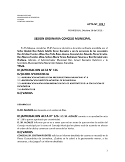 sesion ordinaria concejo municipal 01)aprobacion acta n&deg; 126 02