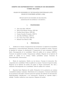 DISE&tilde;NO DE EXPERIMENTOS Y MODELOS DE REGRESI&acute;ON