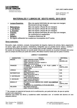 Libros 6&ordm; Ed. Primaria - CEIP Jos&eacute; Cam&oacute;n Aznar