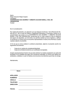 Se&ntilde;or Edgar Giovanni Rojas Copara Liquidador COOPERATIVA DE