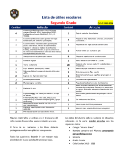 Lista de &uacute;tiles escolares Segundo Grado