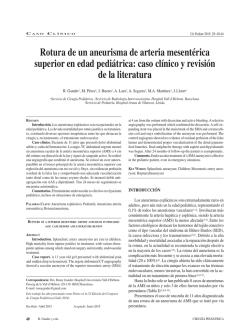Rotura de un aneurisma de arteria mesent&eacute;rica superior en edad