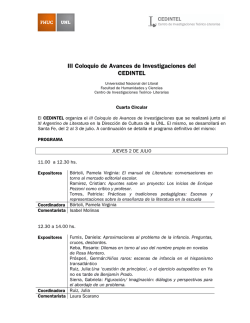 Programa de actividades - Facultad de Humanidades y Ciencias