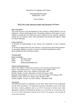 Department of Languages and Cultures SPANISH PROGRAMME