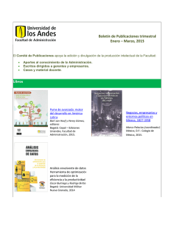 Libros Bolet&iacute;n de Publicaciones trimestral Enero &ndash; Marzo, 2015
